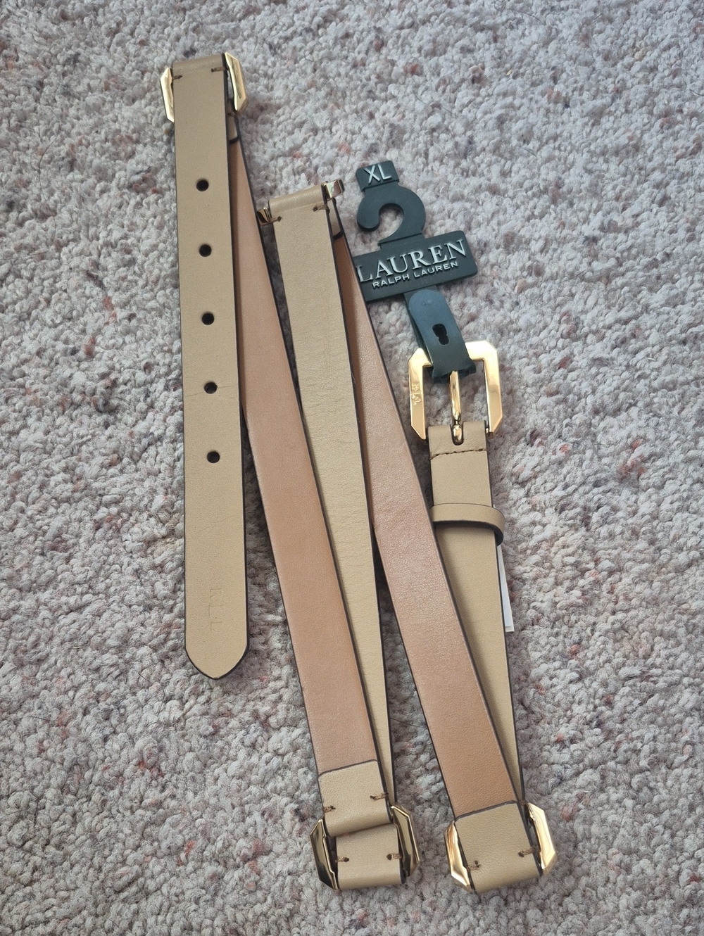 nwt LAUREN ralph Lauren thin Leather Belt XL Brand New